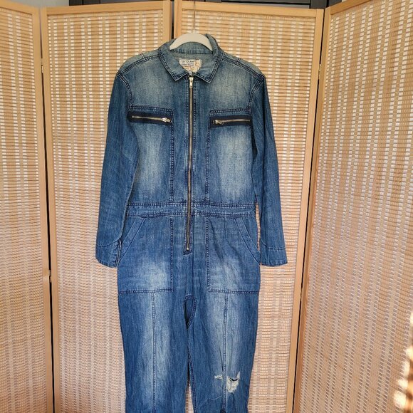 FREE PEOPLE Sandrine Rose Zip Denim Jumpsuit NWT - Picture 3 of 7